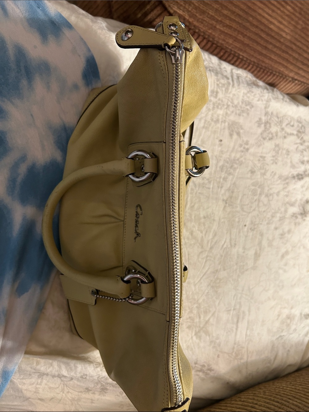 Coach lime green Leather Shoulder Bag with Top Handles - Picture 11 of 16
